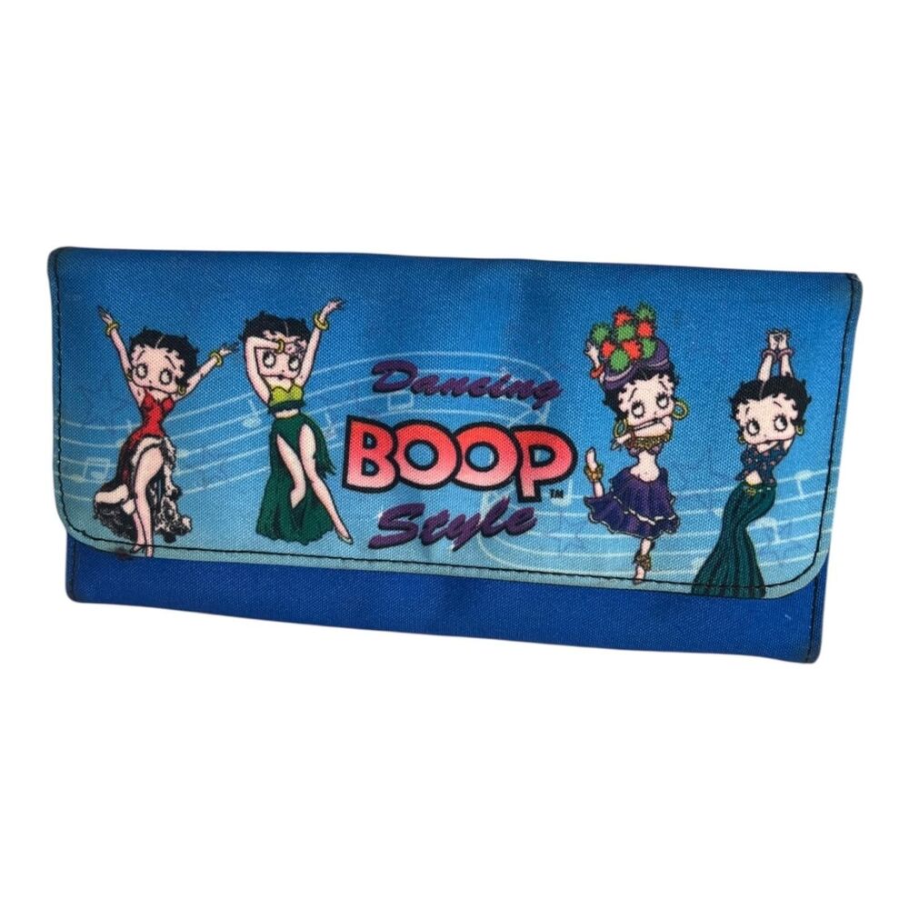 Betty Boop Wallet Womens One Size Blue Dancing Boop Style Canvas Zip Clutch